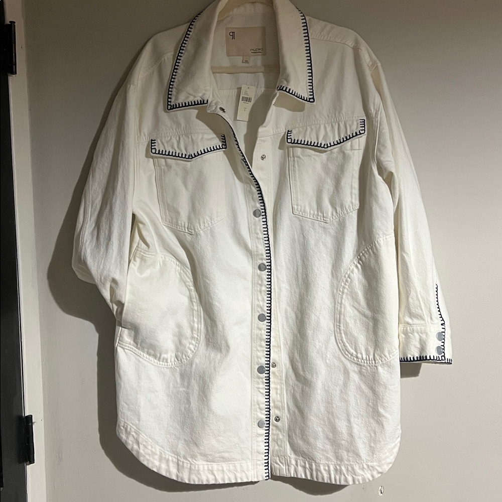 Pilcro Tillie Relaxed Denim Shacket Whipstitch Edition